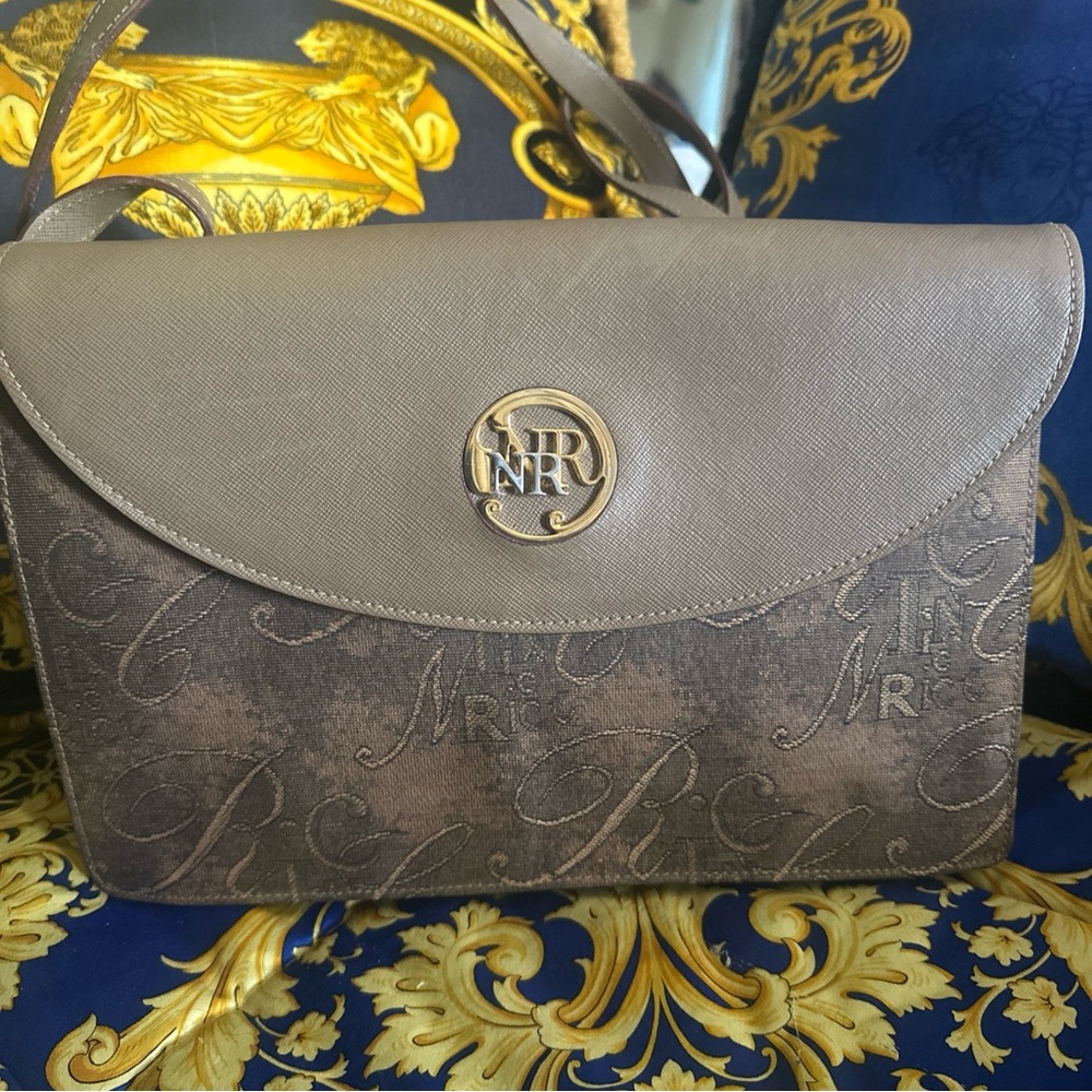 Niña Ricci Vintage Monogram Flap Shoulder/Crossbody Bag in Taupe